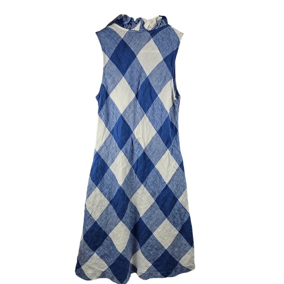 Crown & Ivy Linen Dress Women's Small Sleeveless Blue White Gingham Plaid EUC - Picture 3 of 10